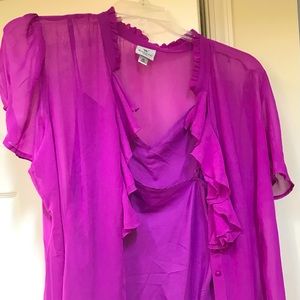 Purple Cami with Sheer over blouse